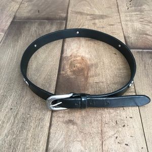 Old Navy Black Belt Heart Studs Italian Leather